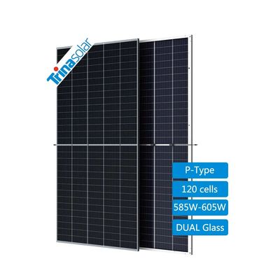 Τρίνασολαράς TSM-DEG20C.20 585W-605W Μονοκρυσταλλική διπρόσωπη διπλή γυάλινη μονάδα πυριτίου