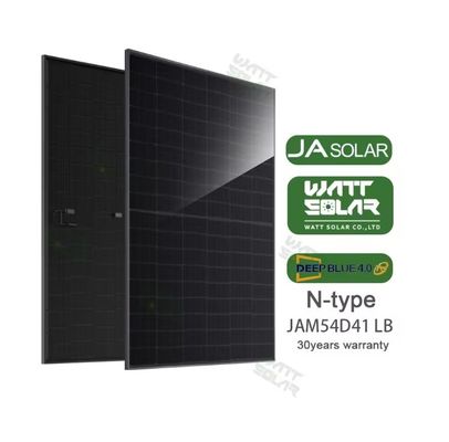 JA Solar 430W-455W Πλήρης μαύρος τύπου N διπρόσωπη διπλή γυάλινη μονάδα JAM54D41LB